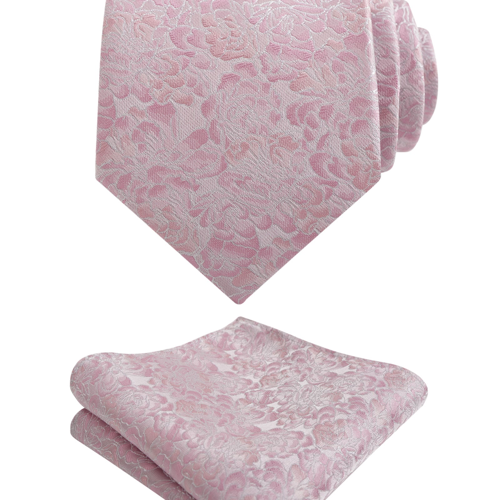 Men's 3.15inches Rose Pattern Necktie With Floral Handkerchief Set-125