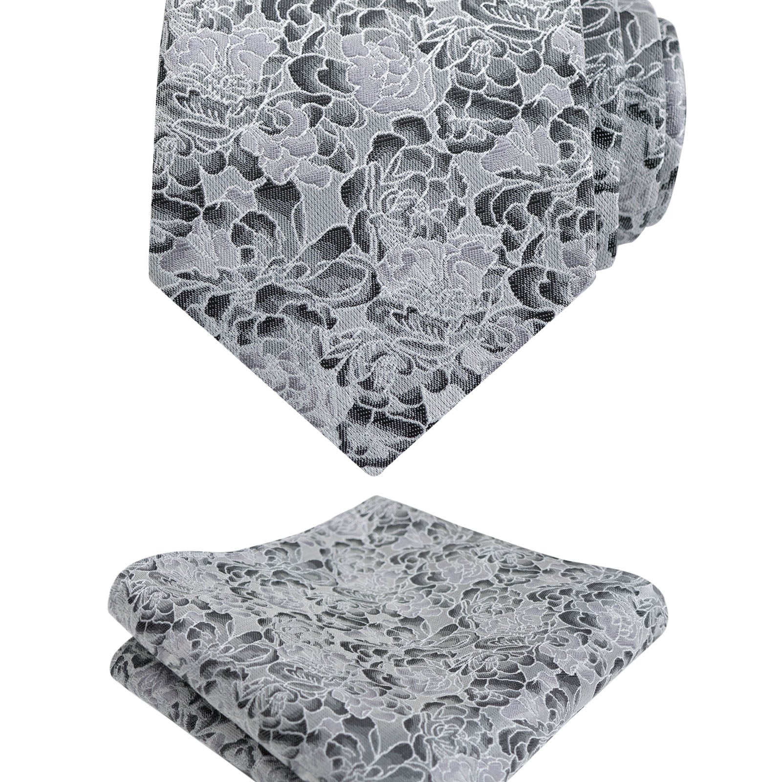 Men's 3.15inches Rose Pattern Necktie With Floral Handkerchief Set-125