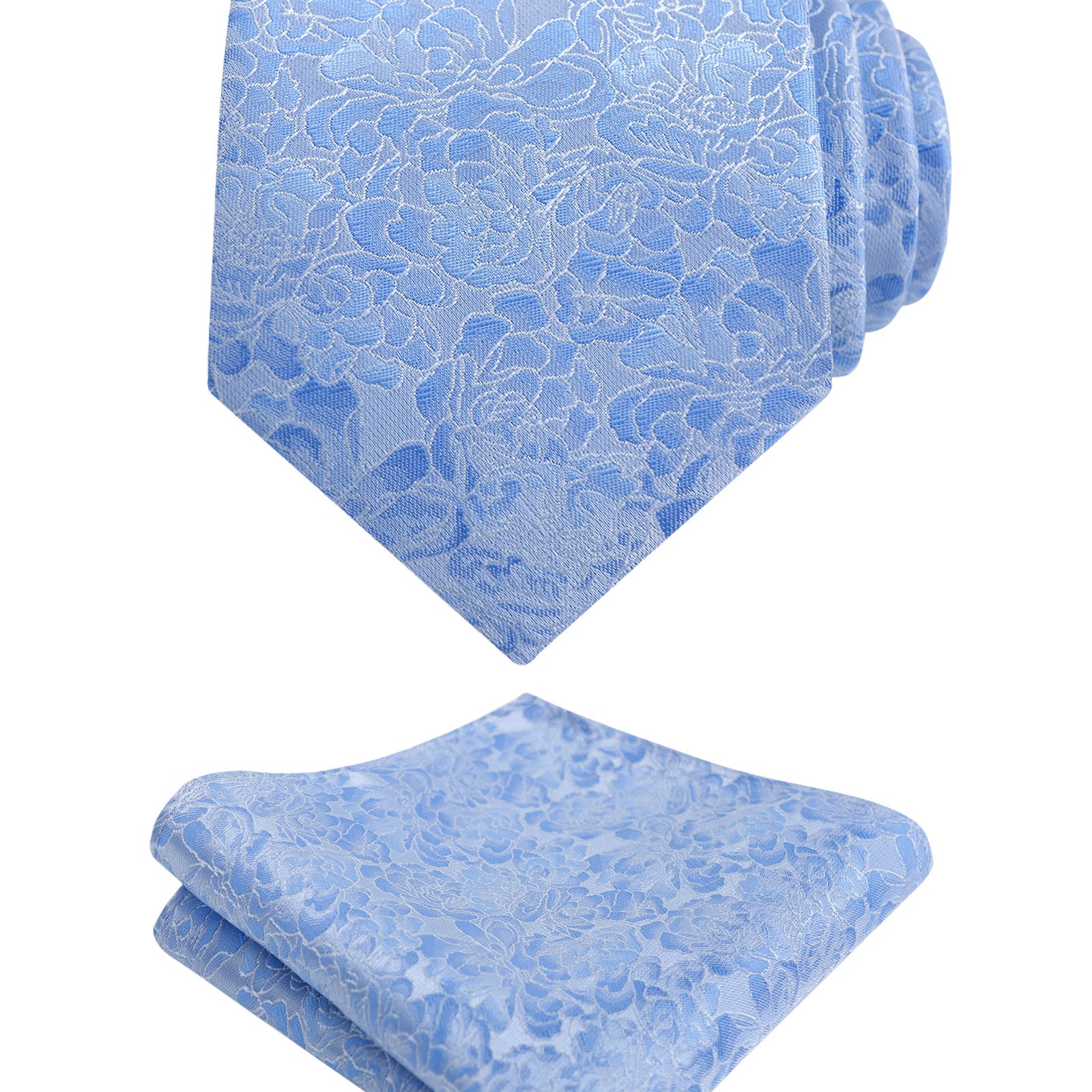 Men's 3.15inches Rose Pattern Necktie With Floral Handkerchief Set-125