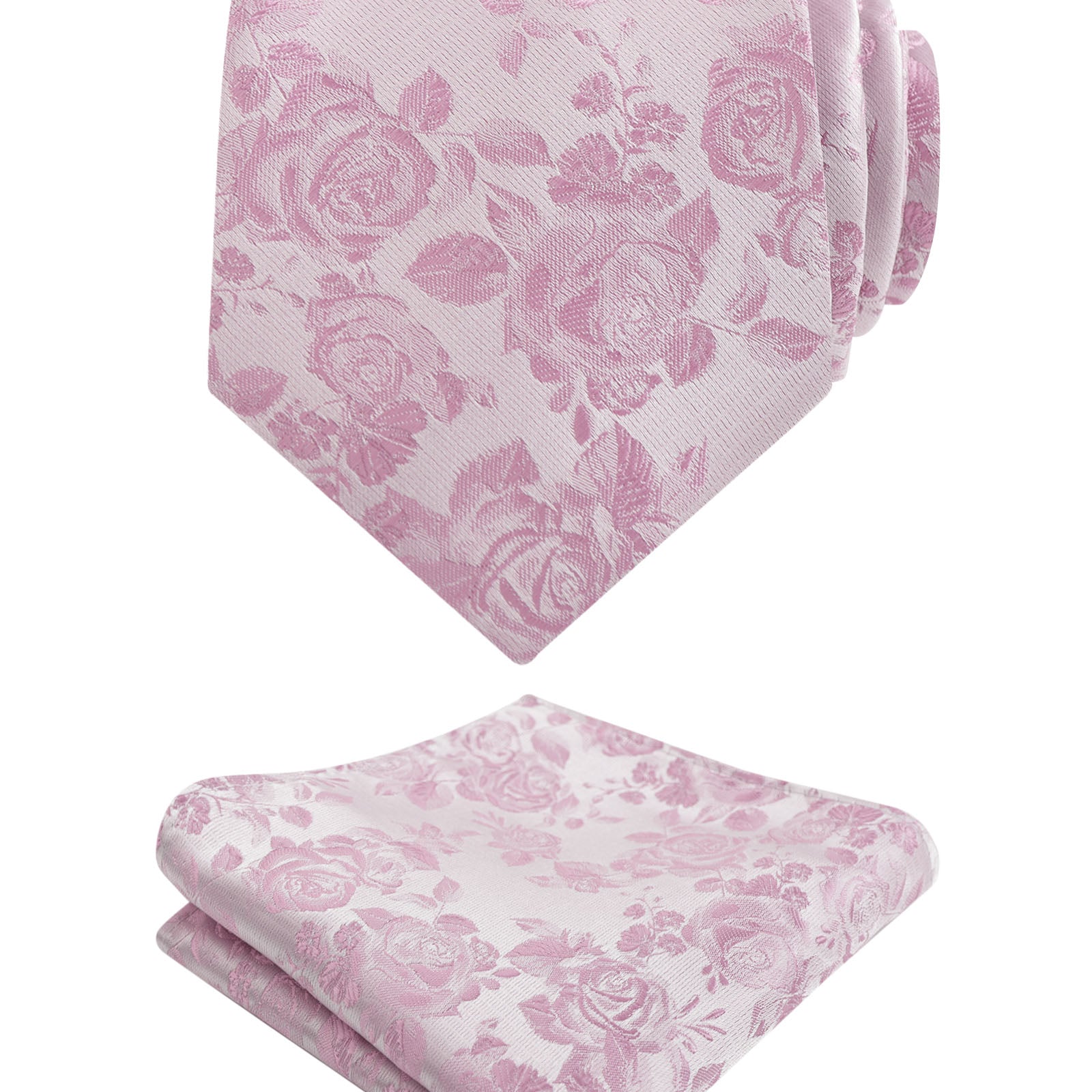 Men's 3.15inches Rose Pattern Necktie With Floral Handkerchief Set-125