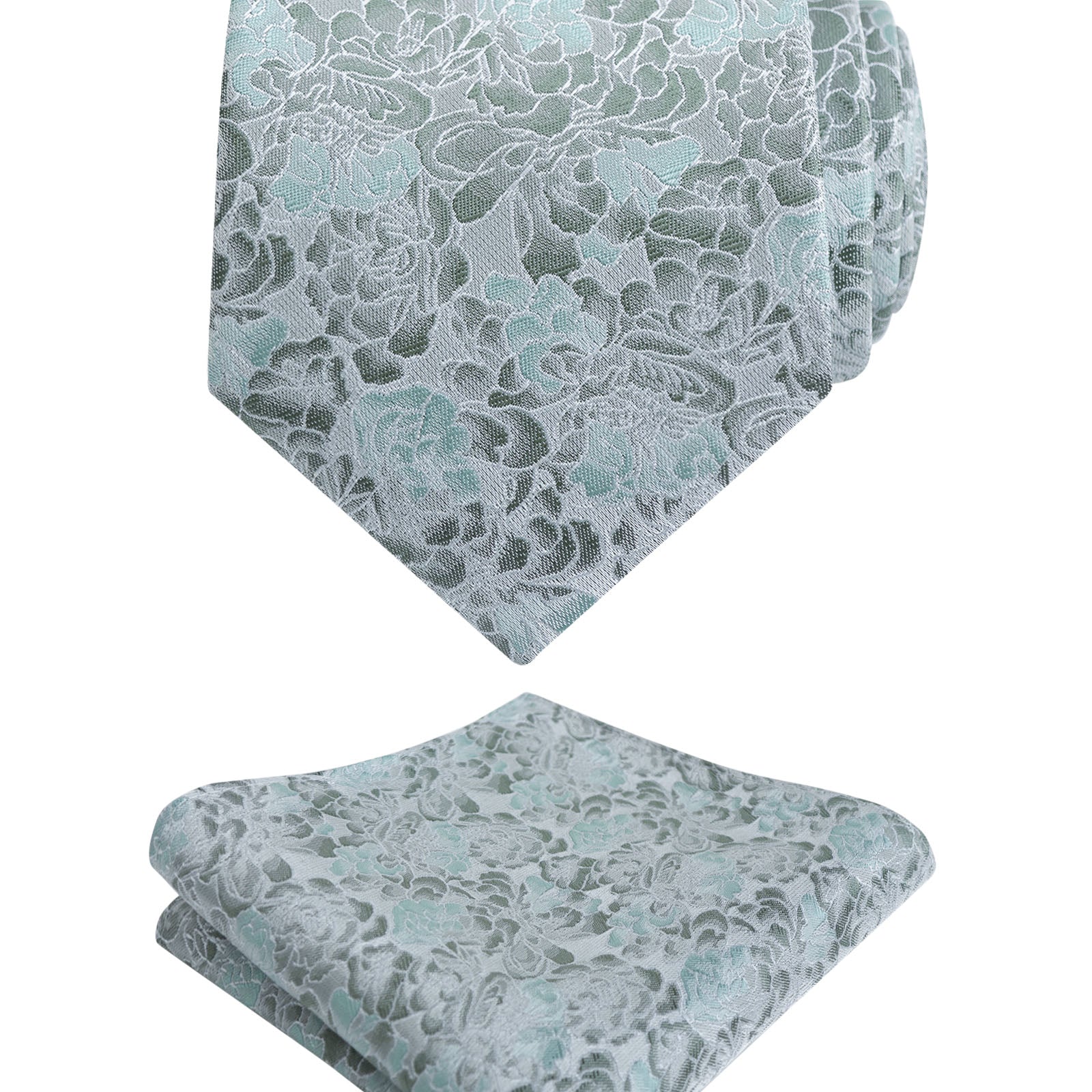 Men's 3.15inches Rose Pattern Necktie With Floral Handkerchief Set-125