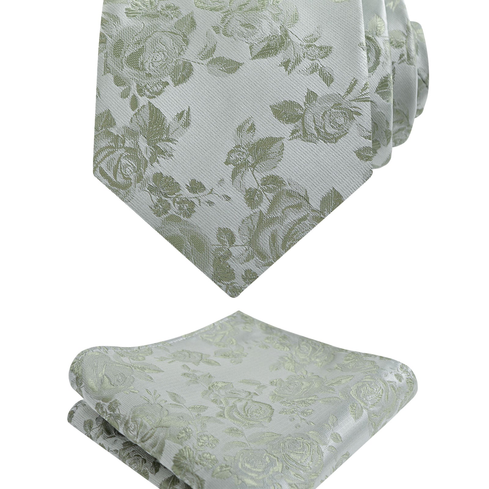 Men's 3.15inches Rose Pattern Necktie With Floral Handkerchief Set-125