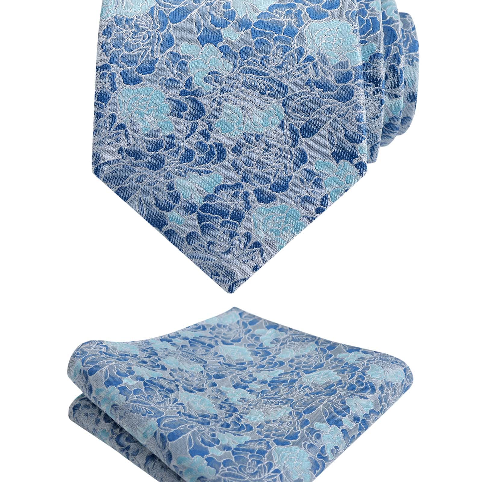 Men's 3.15inches Rose Pattern Necktie With Floral Handkerchief Set-125