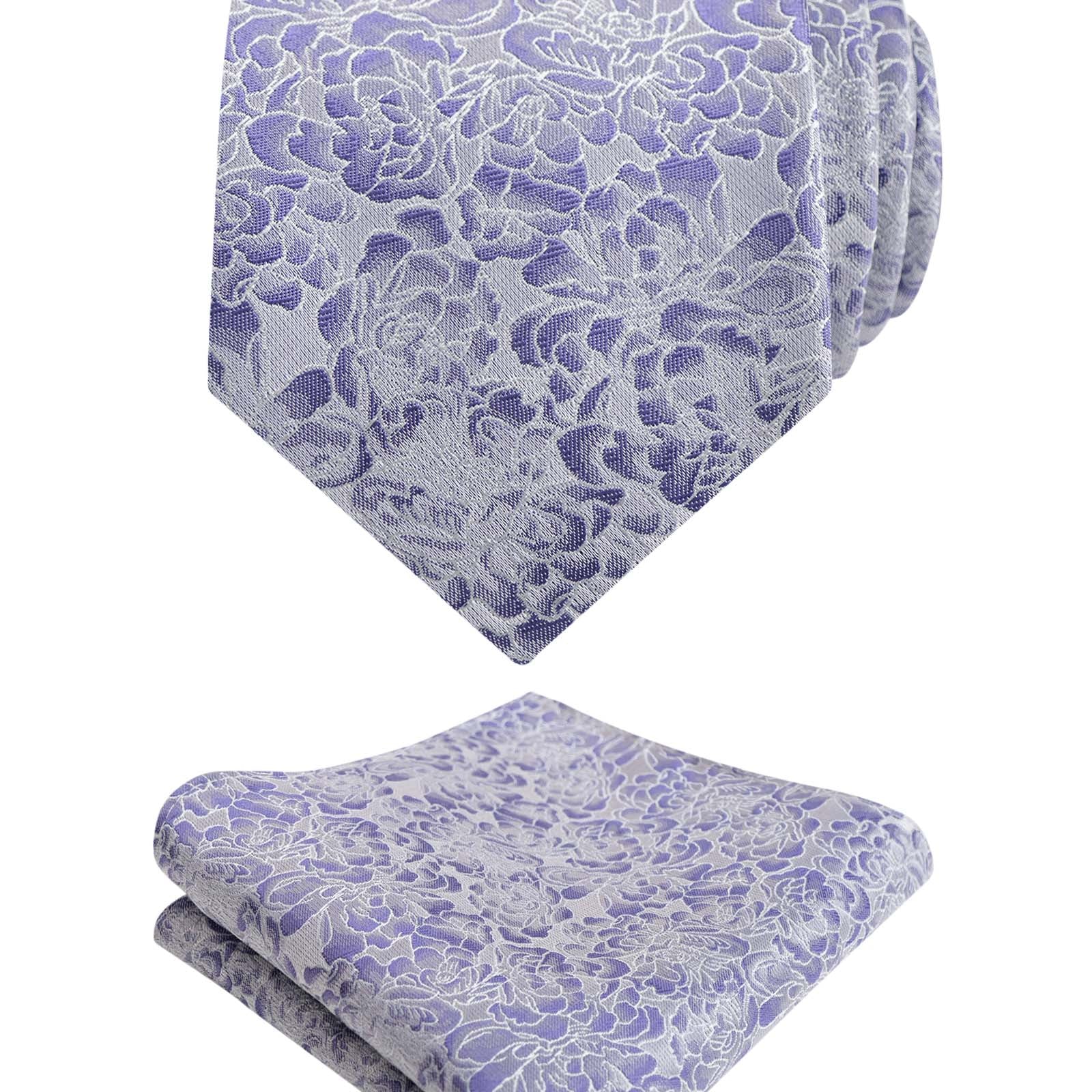 Men's 3.15inches Rose Pattern Necktie With Floral Handkerchief Set-125