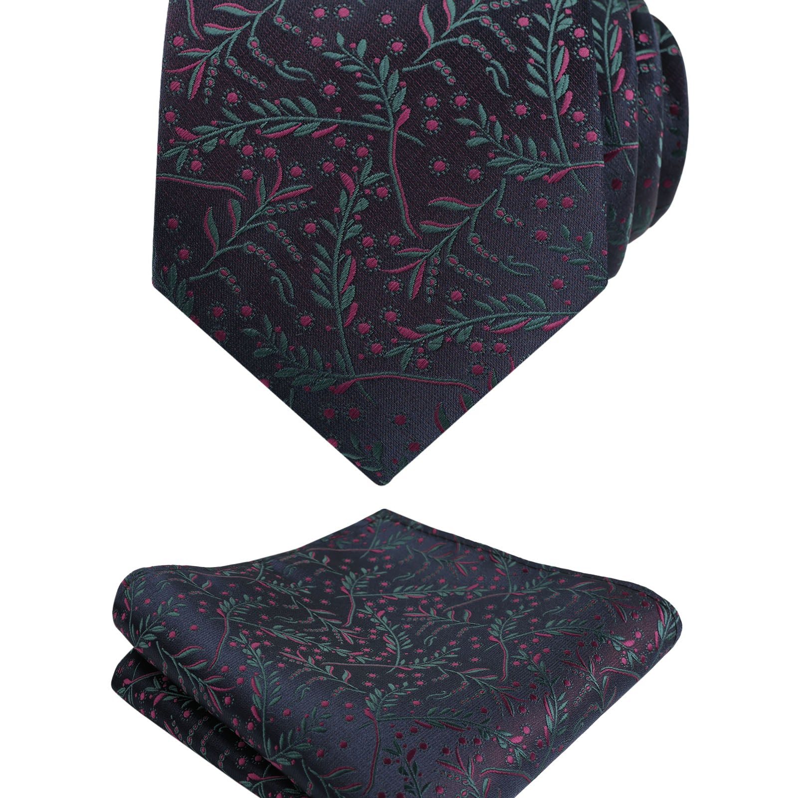 Men's 3.15inches Light Color Rustic Tie with Flower Printed Handkerchief-127