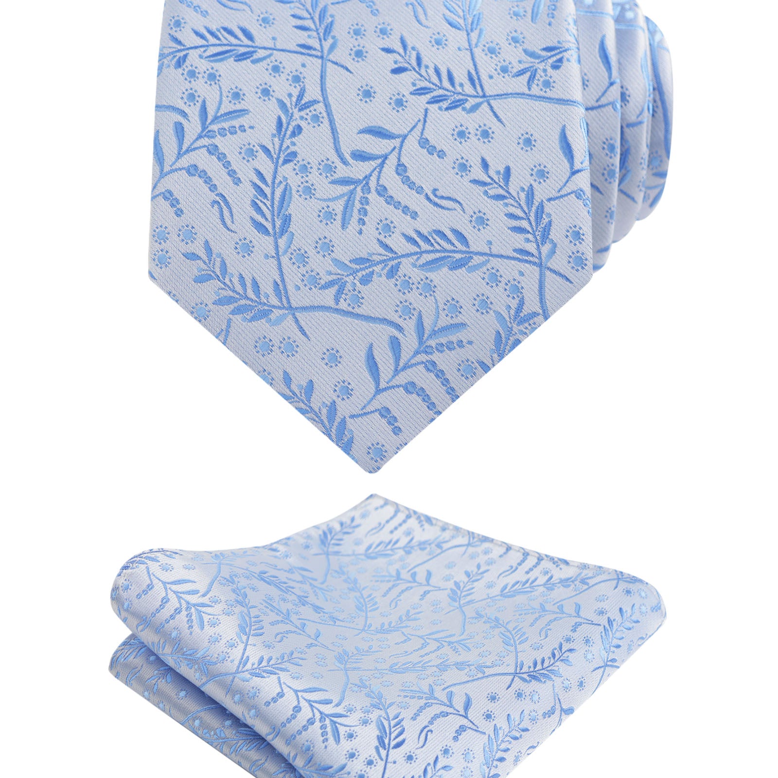 Men's 3.15inches Light Color Rustic Tie with Flower Printed Handkerchief-127