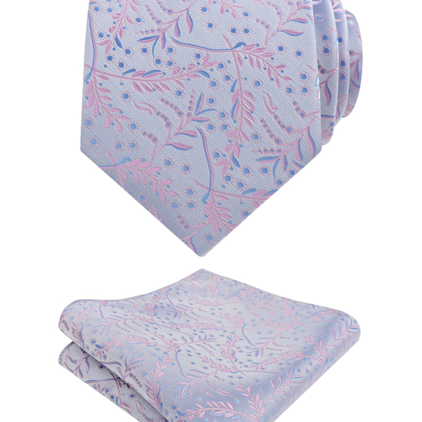 Men's 3.15inches Light Color Rustic Tie with Flower Printed Handkerchief-127