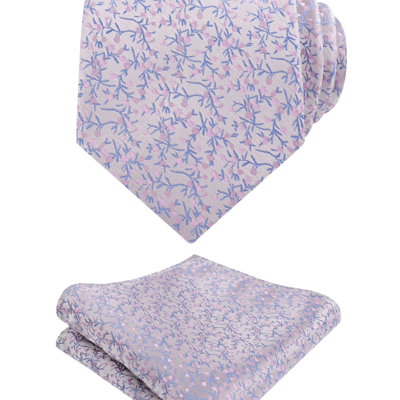 Men's 3.15inches Light Color Rustic Tie with Flower Printed Handkerchief-127