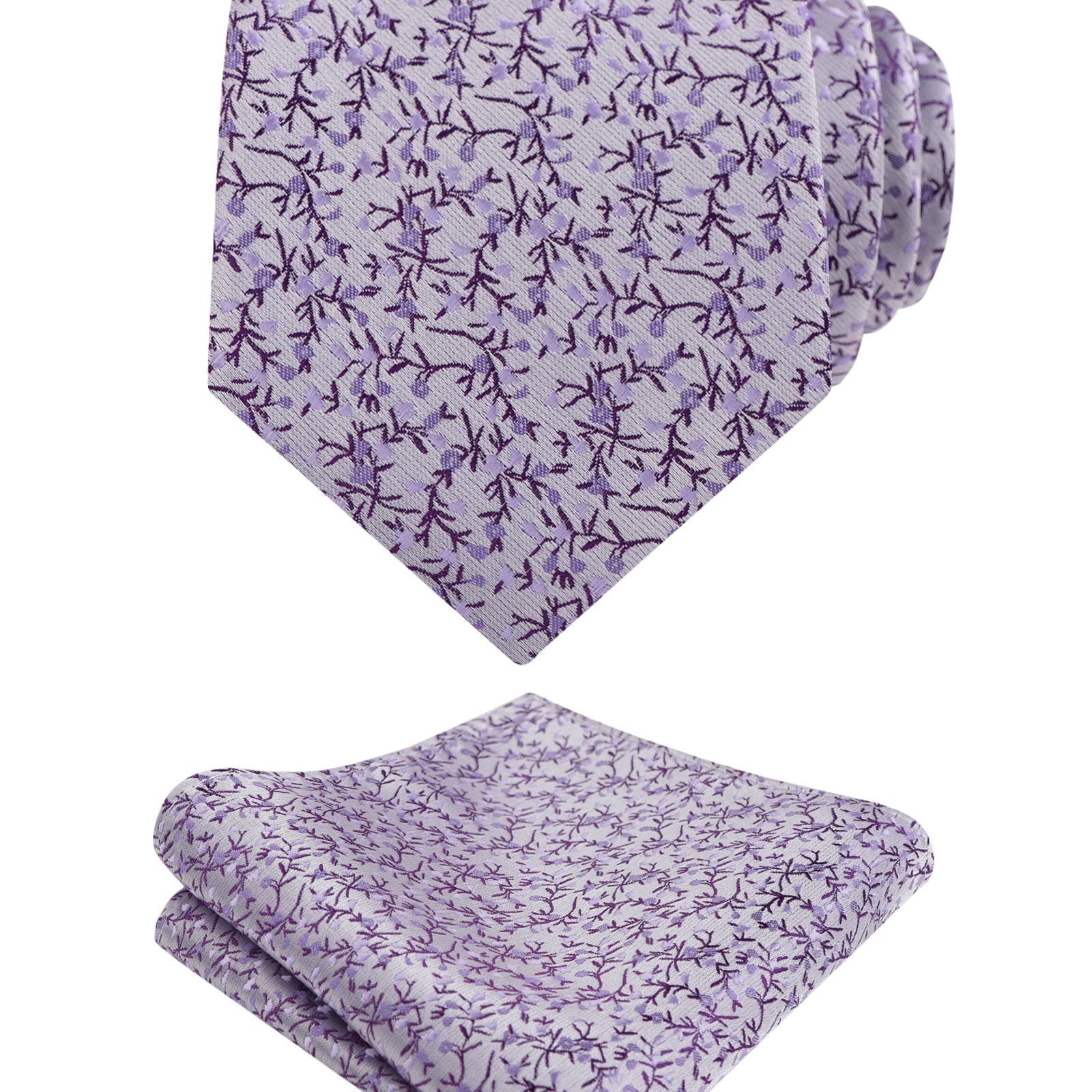 Men's 3.15inches Light Color Rustic Tie with Flower Printed Handkerchief-127