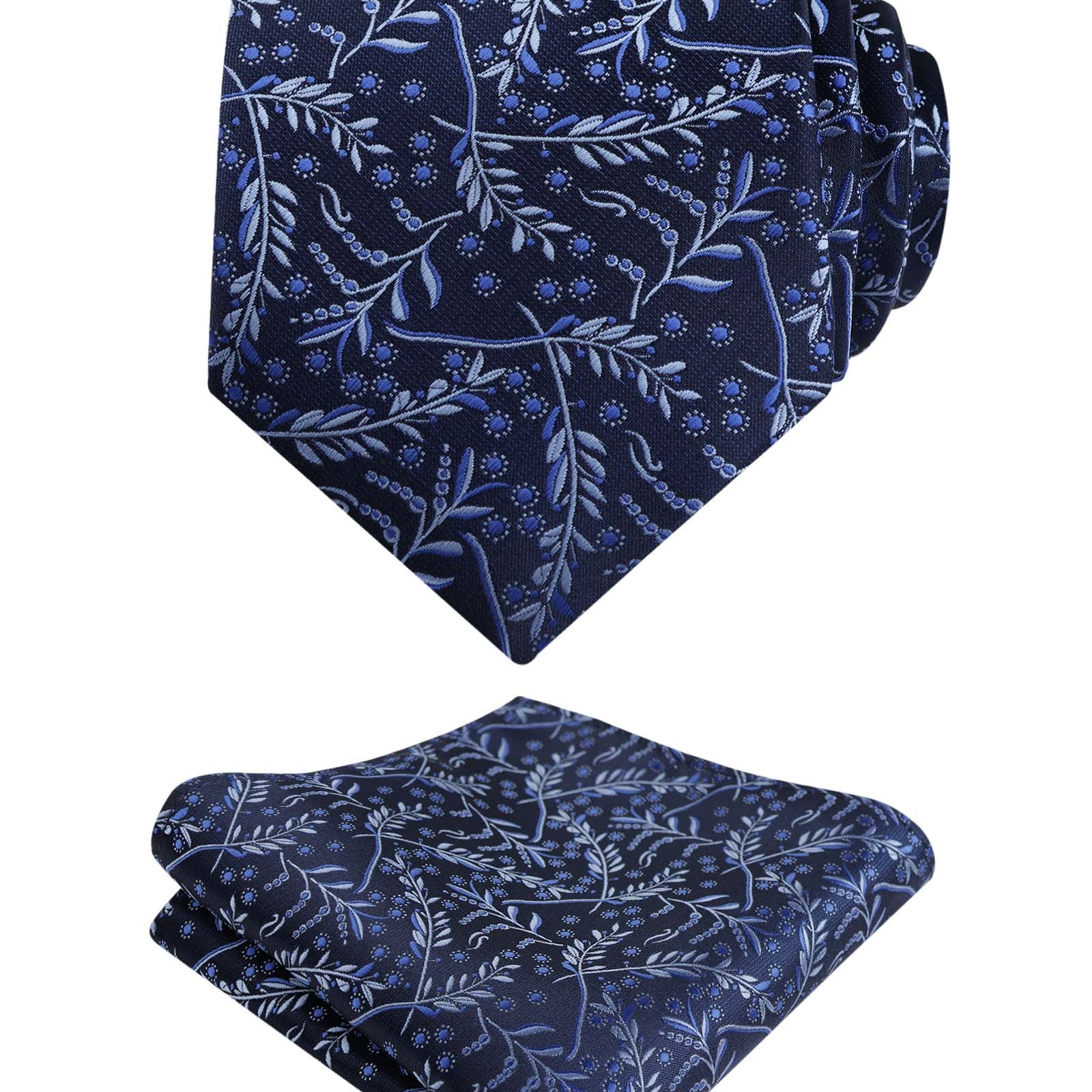 Men's 3.15inches Light Color Rustic Tie with Flower Printed Handkerchief-127