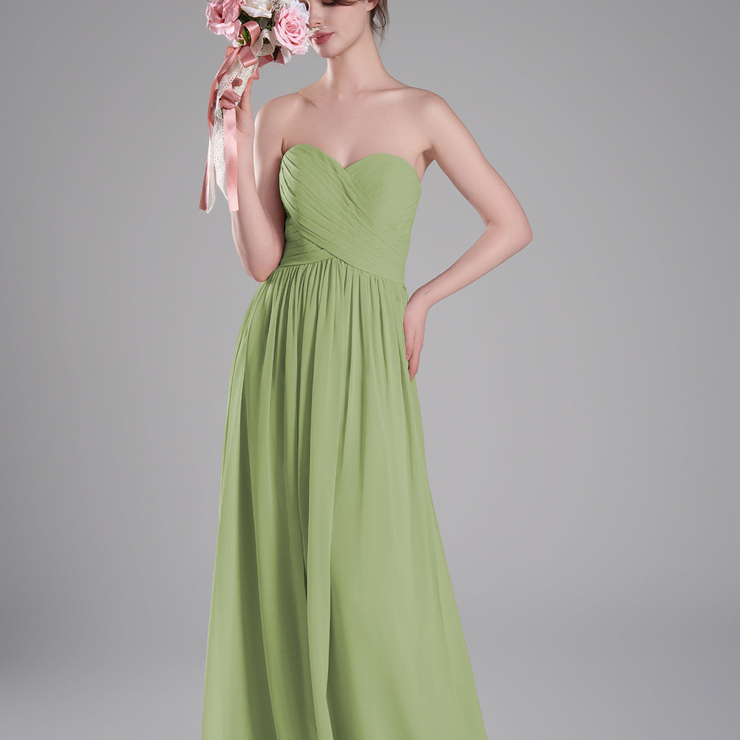 Sweetheart Neck Pleated Flowing A-Line Silhouette Dresses
