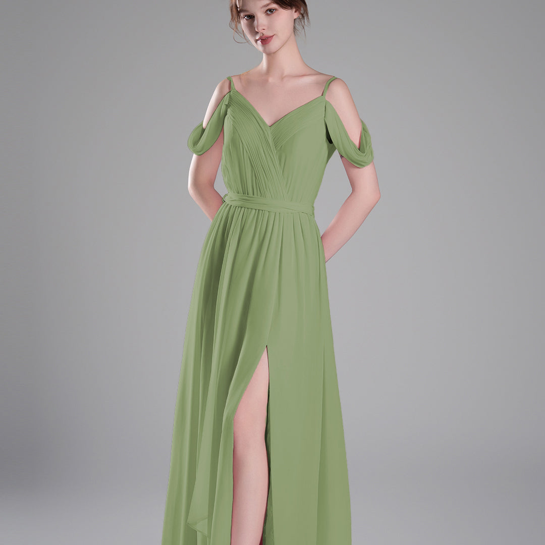 Off-Shoulder Adjustable Waist Tie Pleated Dresses