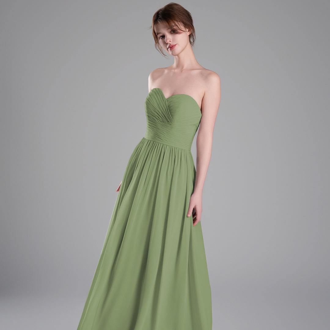 Sweetheart Neckline Pleated Bodice A-Line Dresses