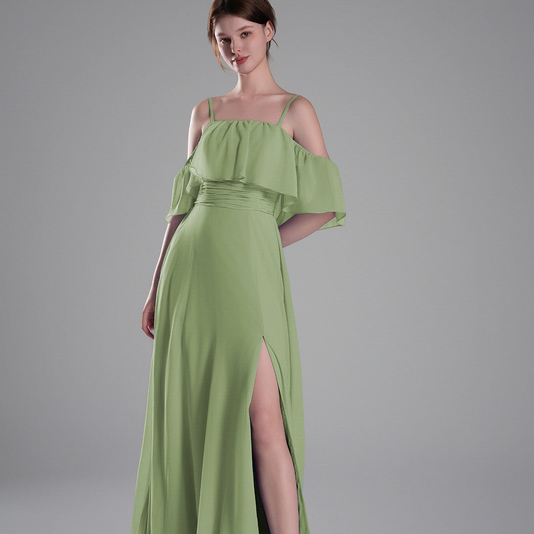 Adjustable Straps Off-Shoulder Ruffle Dresses