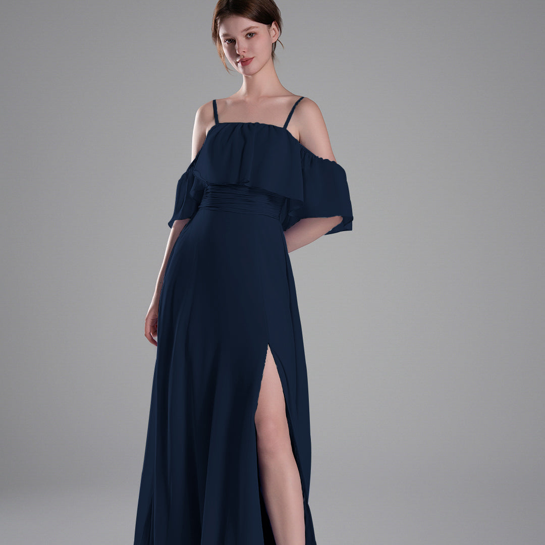 Adjustable Straps Off-Shoulder Ruffle Dresses