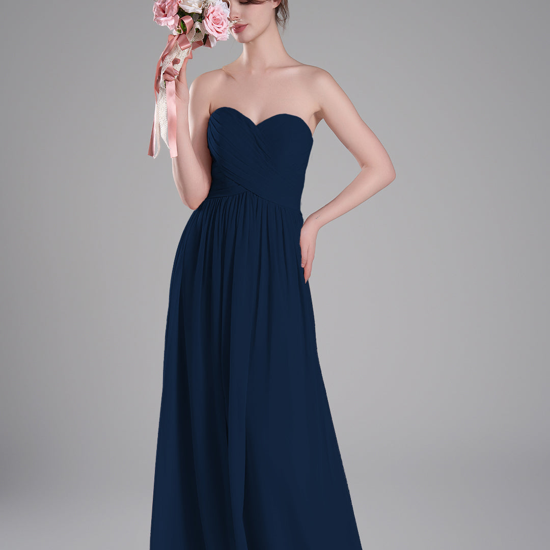 Sweetheart Neck Pleated Flowing A-Line Silhouette Dresses