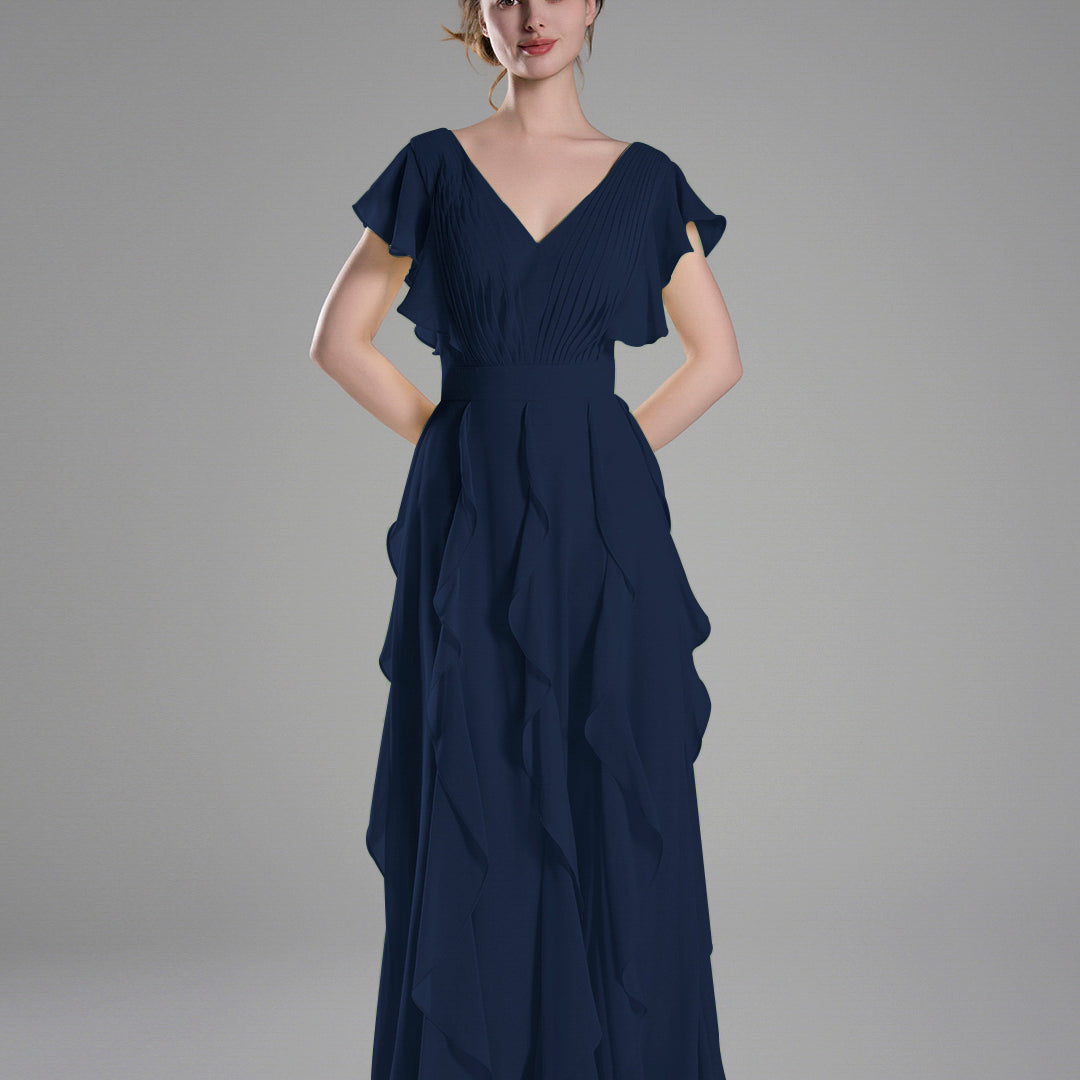 Flutter Sleeves Ruffle Detailing A-line Dresses