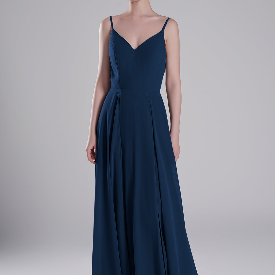 V-Neck Low-Cut Back High Slit Sweeping Train Dresses