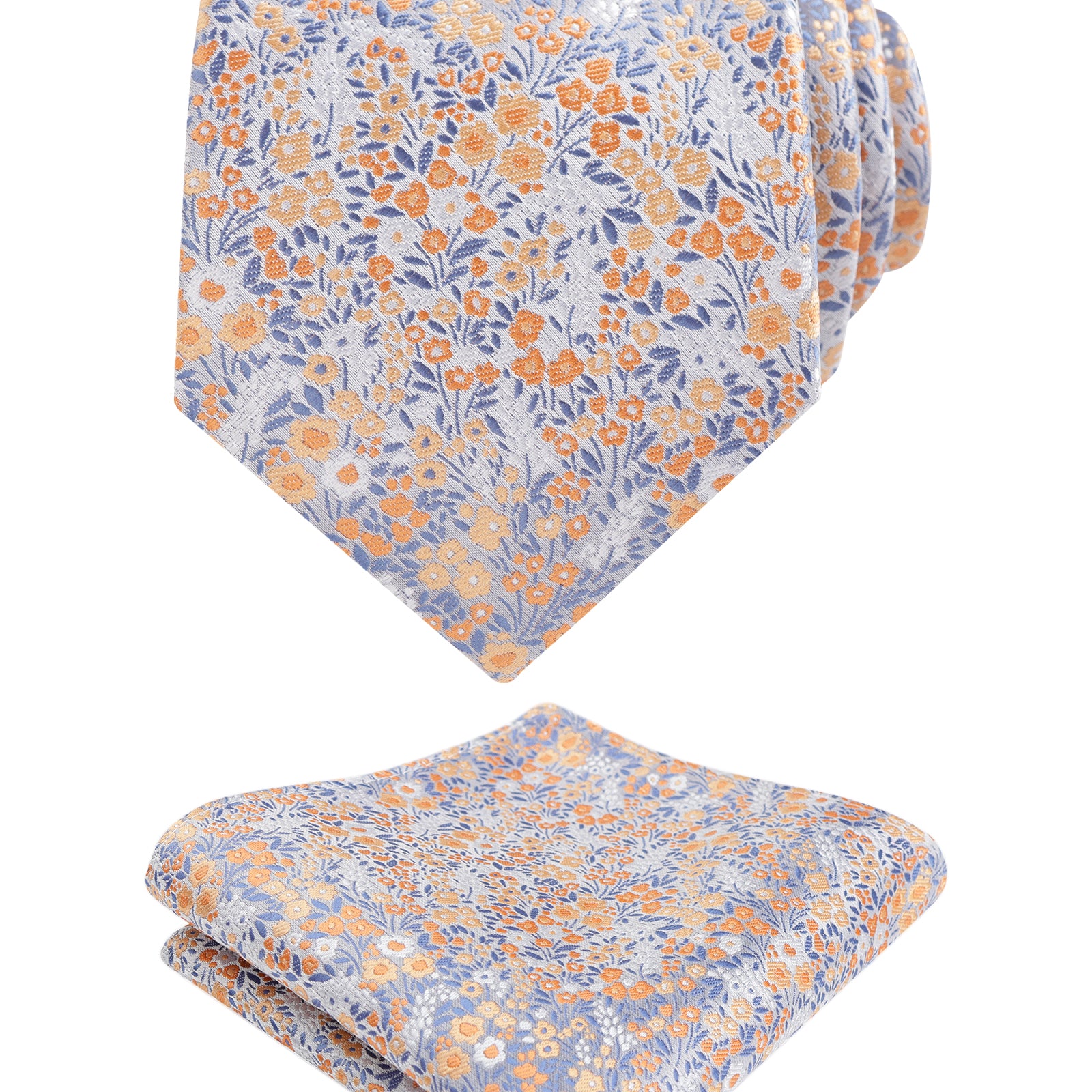 Mens 3.15" Exquisite Floral Tie with Small Flower Printed Pocket Square-142