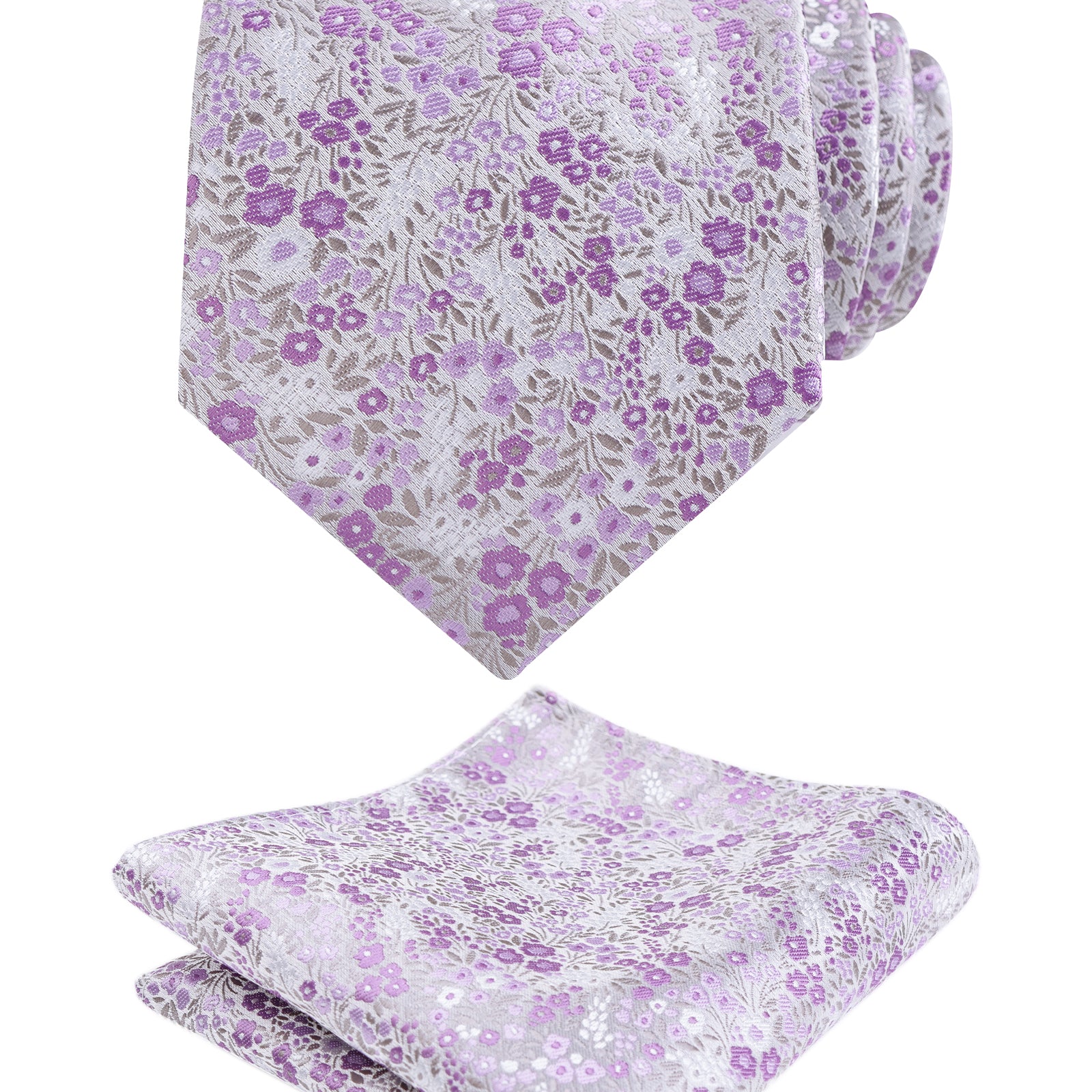 Mens 3.15" Exquisite Floral Tie with Small Flower Printed Pocket Square-142