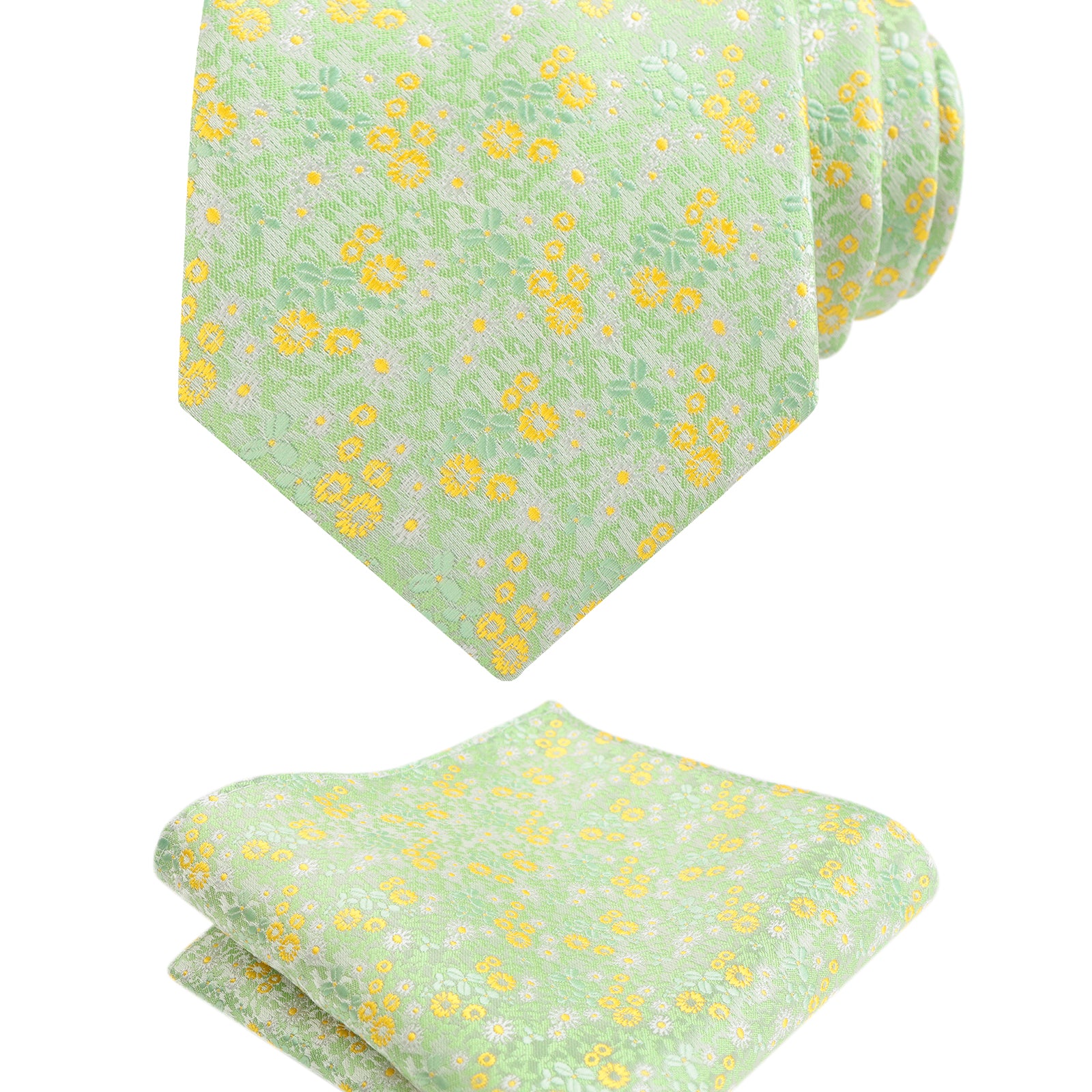 Mens 3.15" Exquisite Floral Tie with Small Flower Printed Pocket Square-142