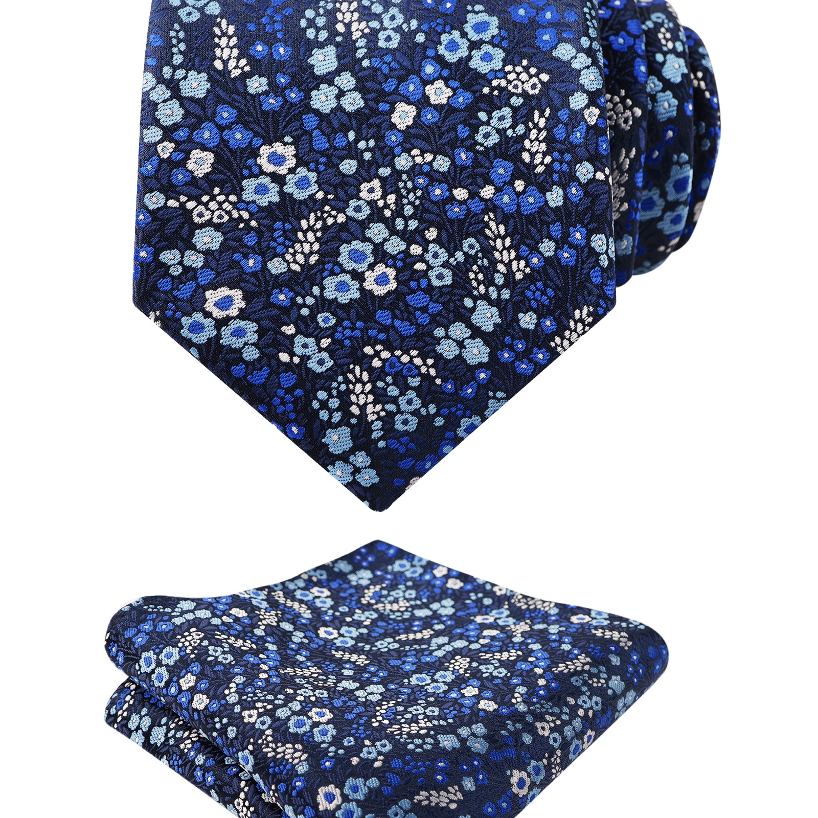 Mens 3.15inches Exquisite Floral Tie with Small Flower Printed Pocket Square-142