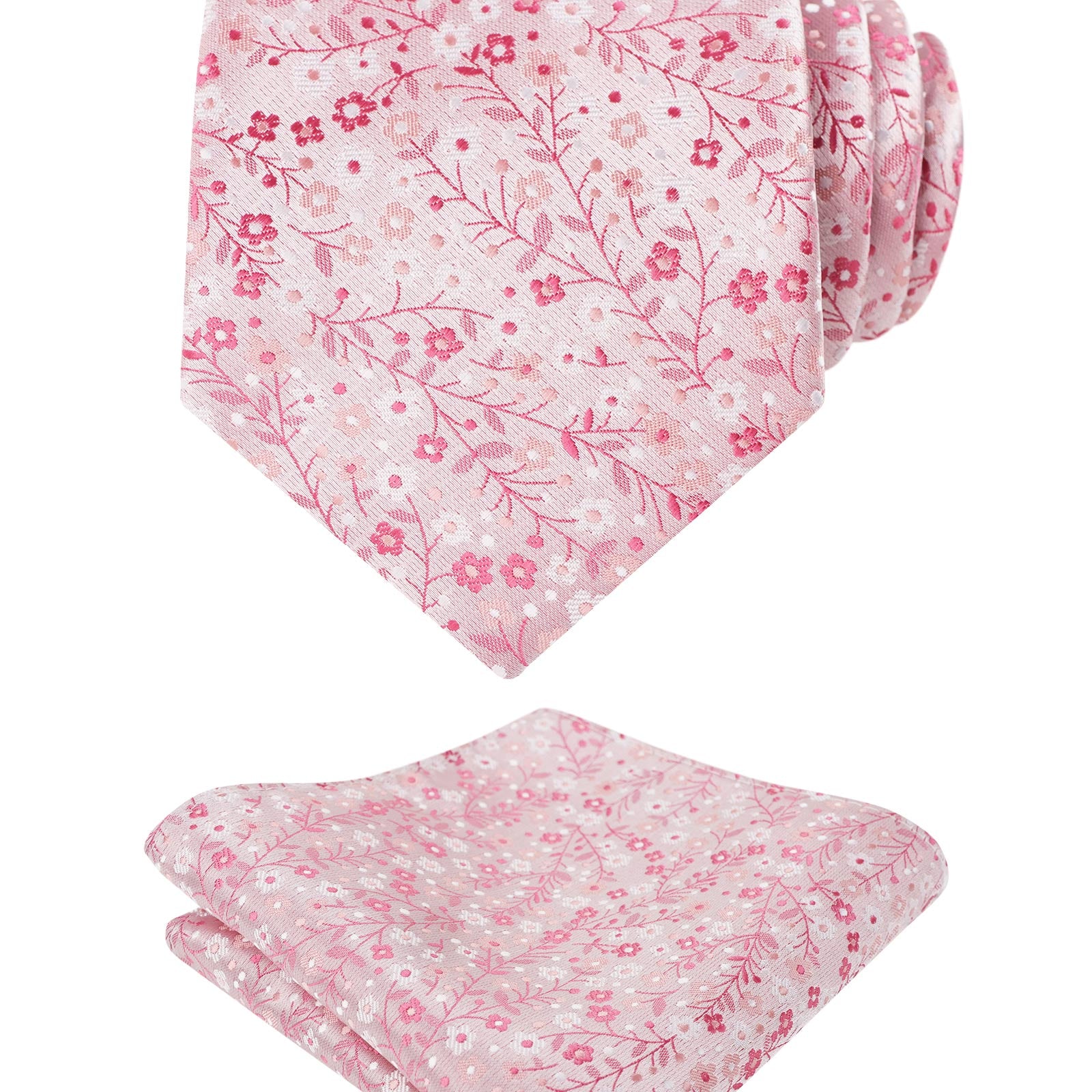 Mens 3.15" Exquisite Floral Tie with Small Flower Printed Pocket Square-142