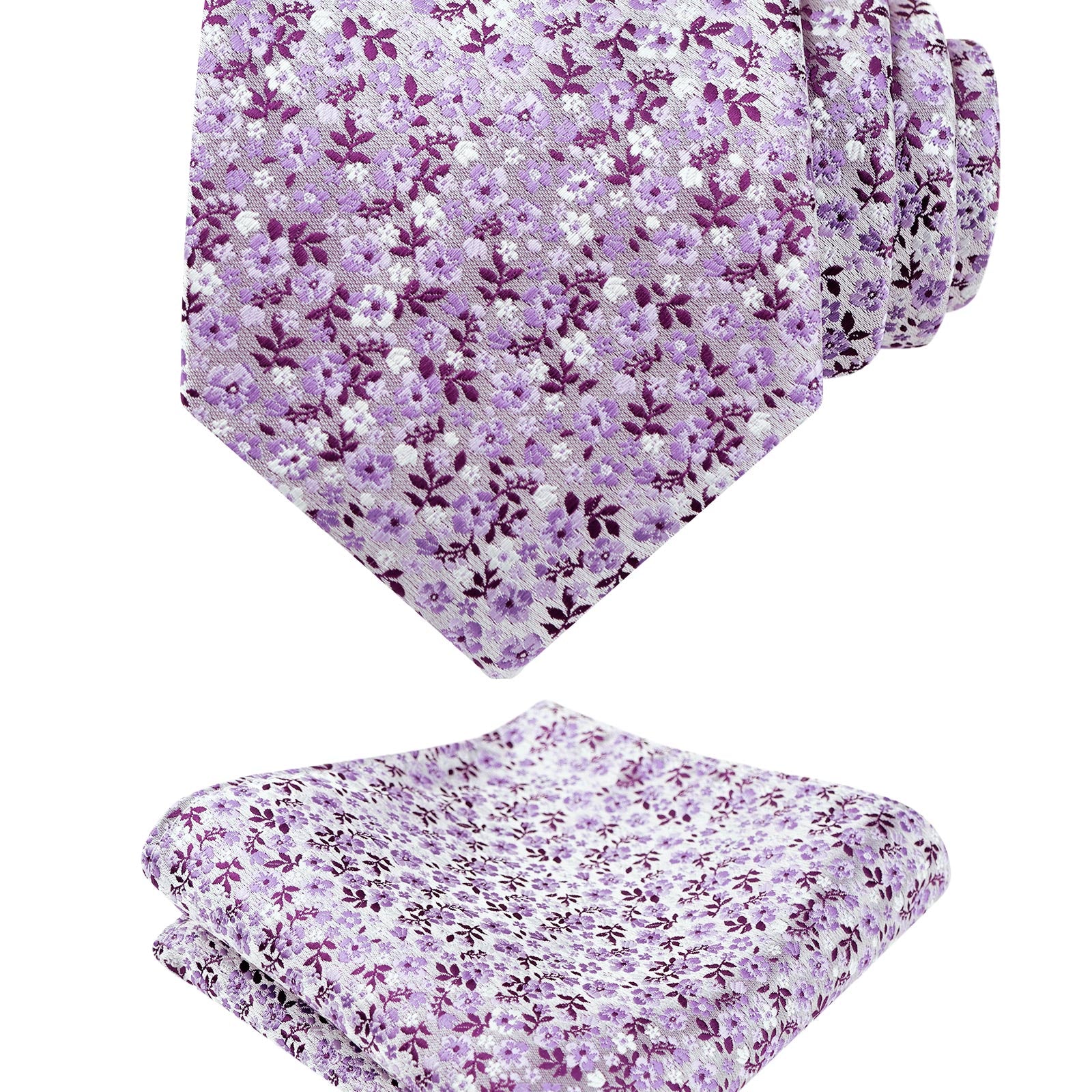 Mens 3.15" Exquisite Floral Tie with Small Flower Printed Pocket Square-142