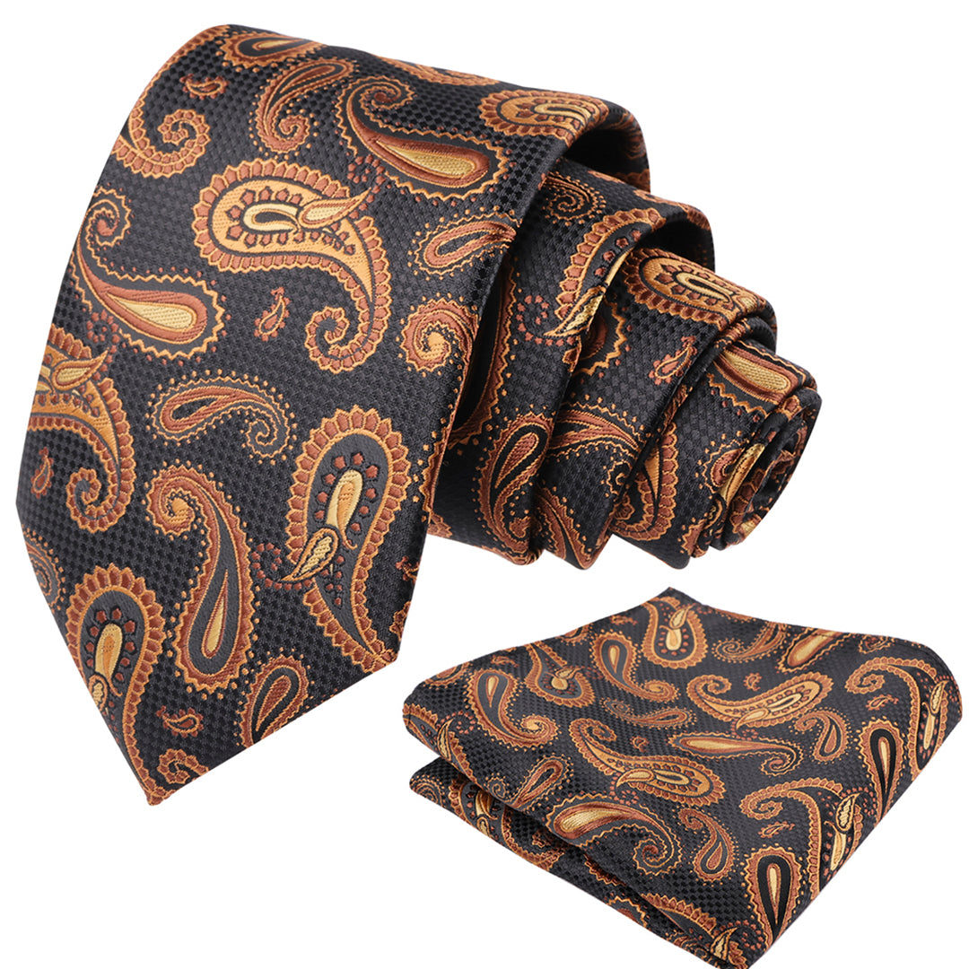 Mens Colorful Paisley Necktie and Pocket Square Sets-144