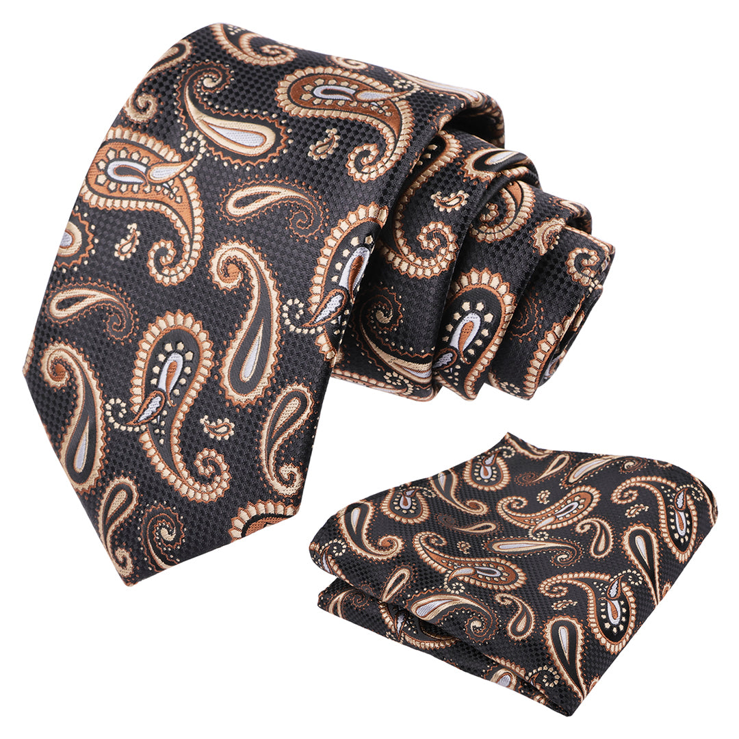 Mens Colorful Paisley Necktie and Pocket Square Sets-144