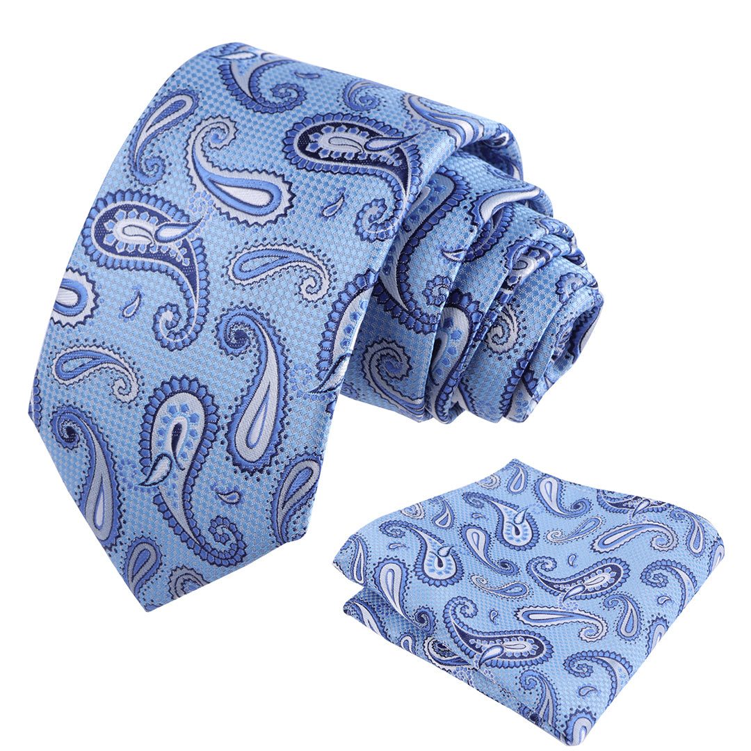 Mens Colorful Paisley Necktie and Pocket Square Sets-144