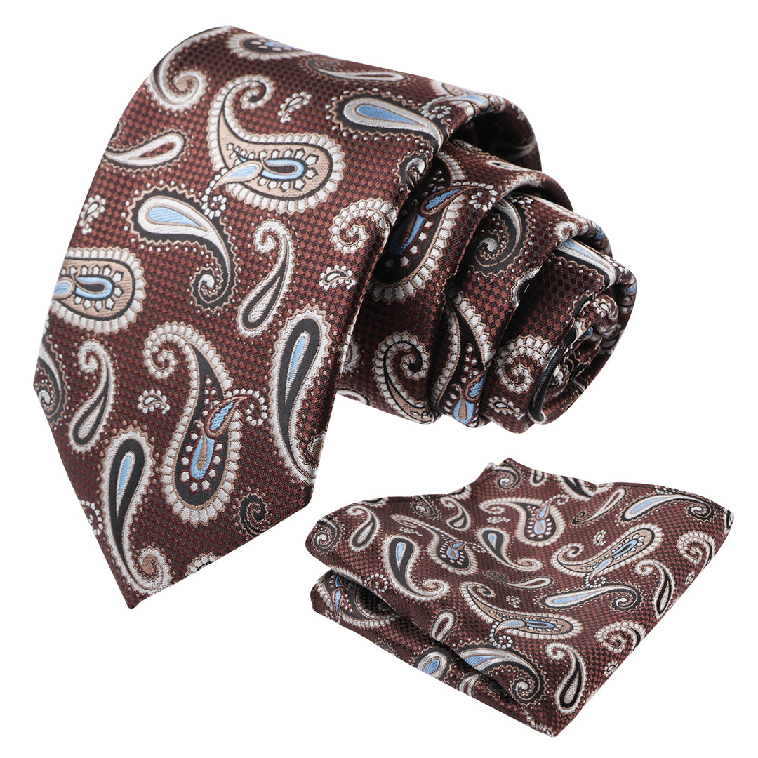Mens Colorful Paisley Necktie and Pocket Square Sets-144