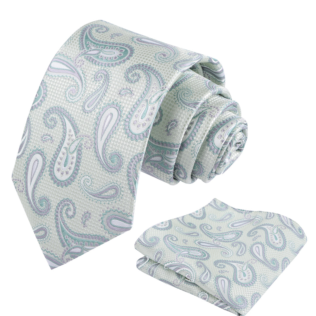 Mens Colorful Paisley Necktie and Pocket Square Sets-144