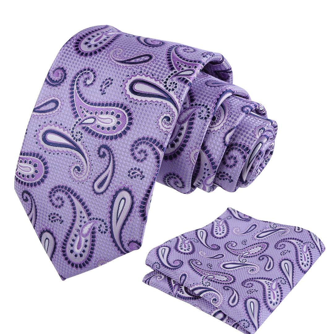 Mens Colorful Paisley Necktie and Pocket Square Sets-144