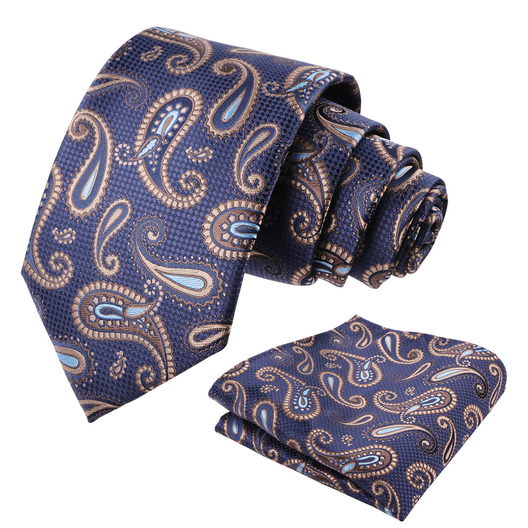 Mens Colorful Paisley Necktie and Pocket Square Sets-144