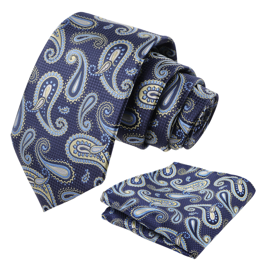 Mens Colorful Paisley Necktie and Pocket Square Sets-144