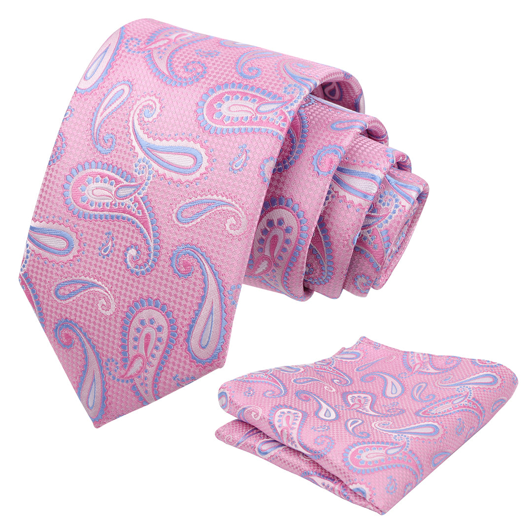 Mens Colorful Paisley Necktie and Pocket Square Sets-144