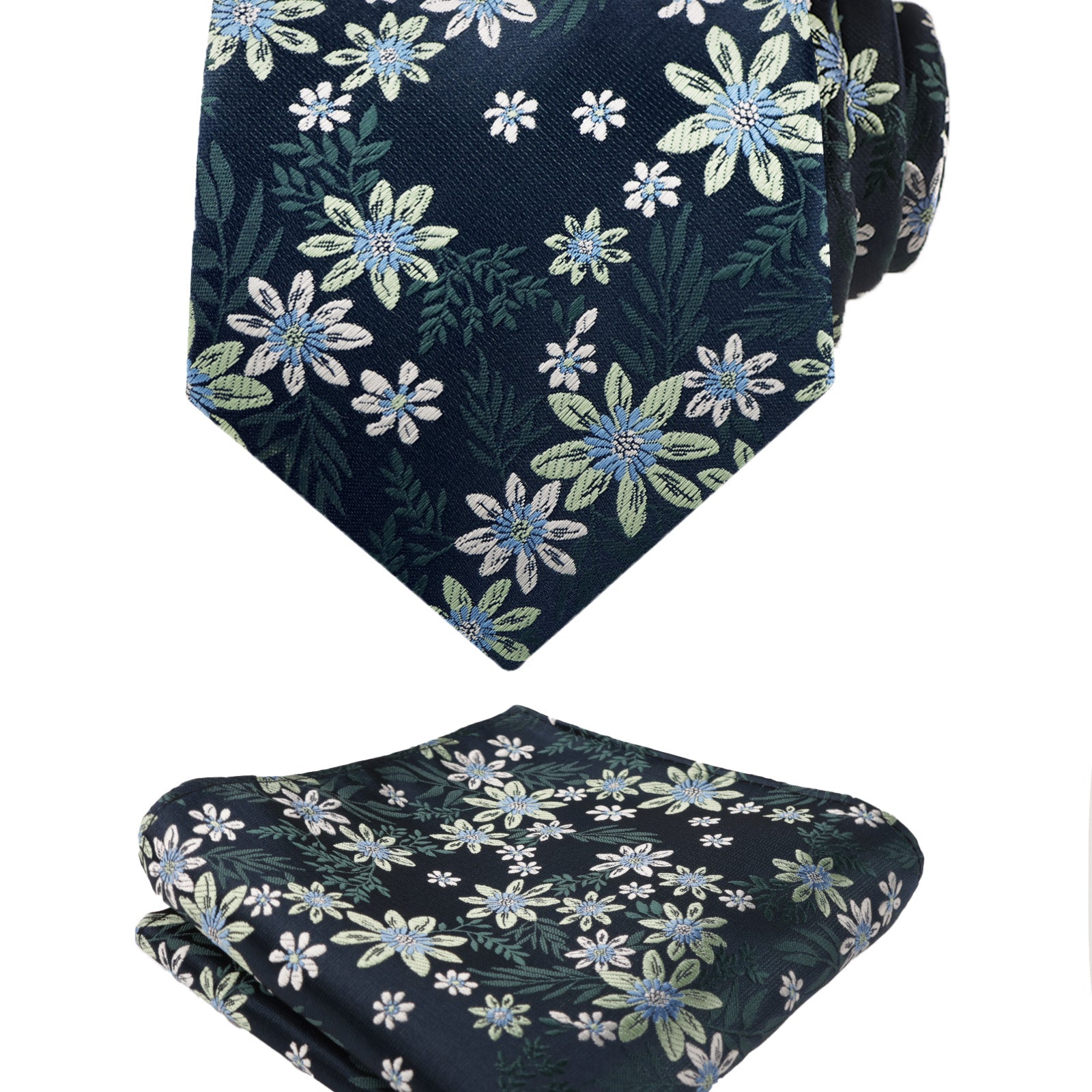 Mens 3.15'' Flower Pattern And Handkerchief Necktie Set-146