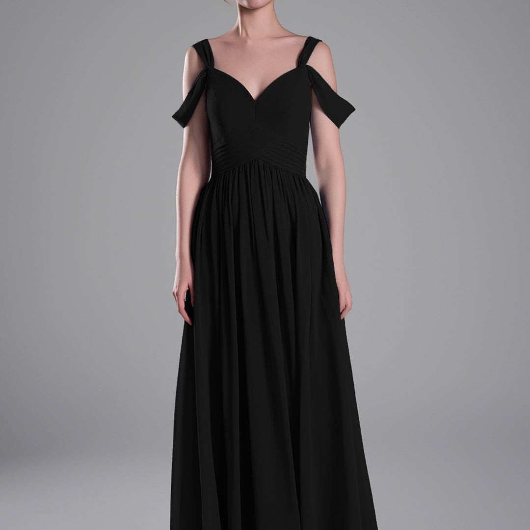 Off-Shoulder V-Neckline A-Line Flared Hem Dresses