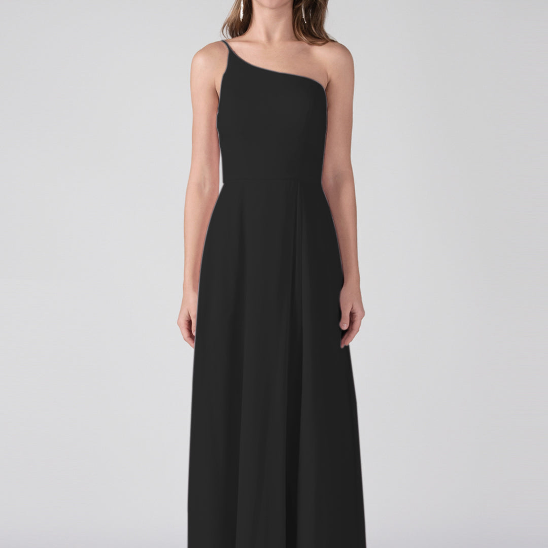 One Shoulder A-Line Side Split Floor-Length Dress