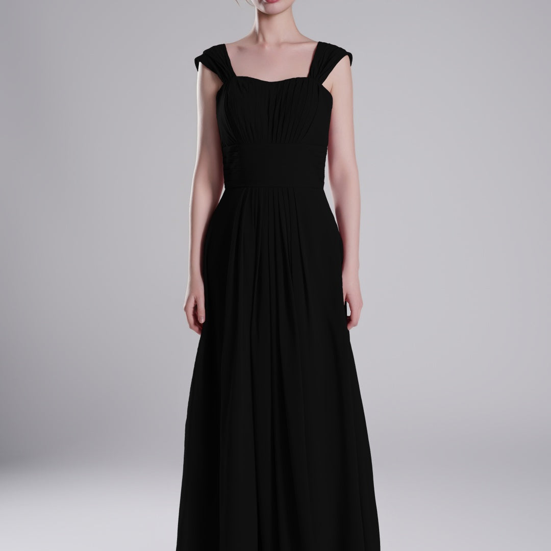 Sculpted Shoulders Pleated High Waist Dresses