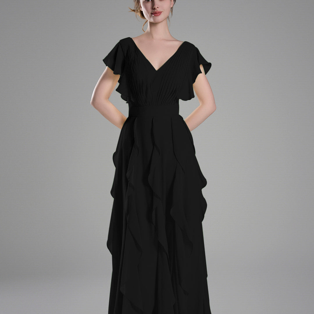 Flutter Sleeves Ruffle Detailing A-line Dresses