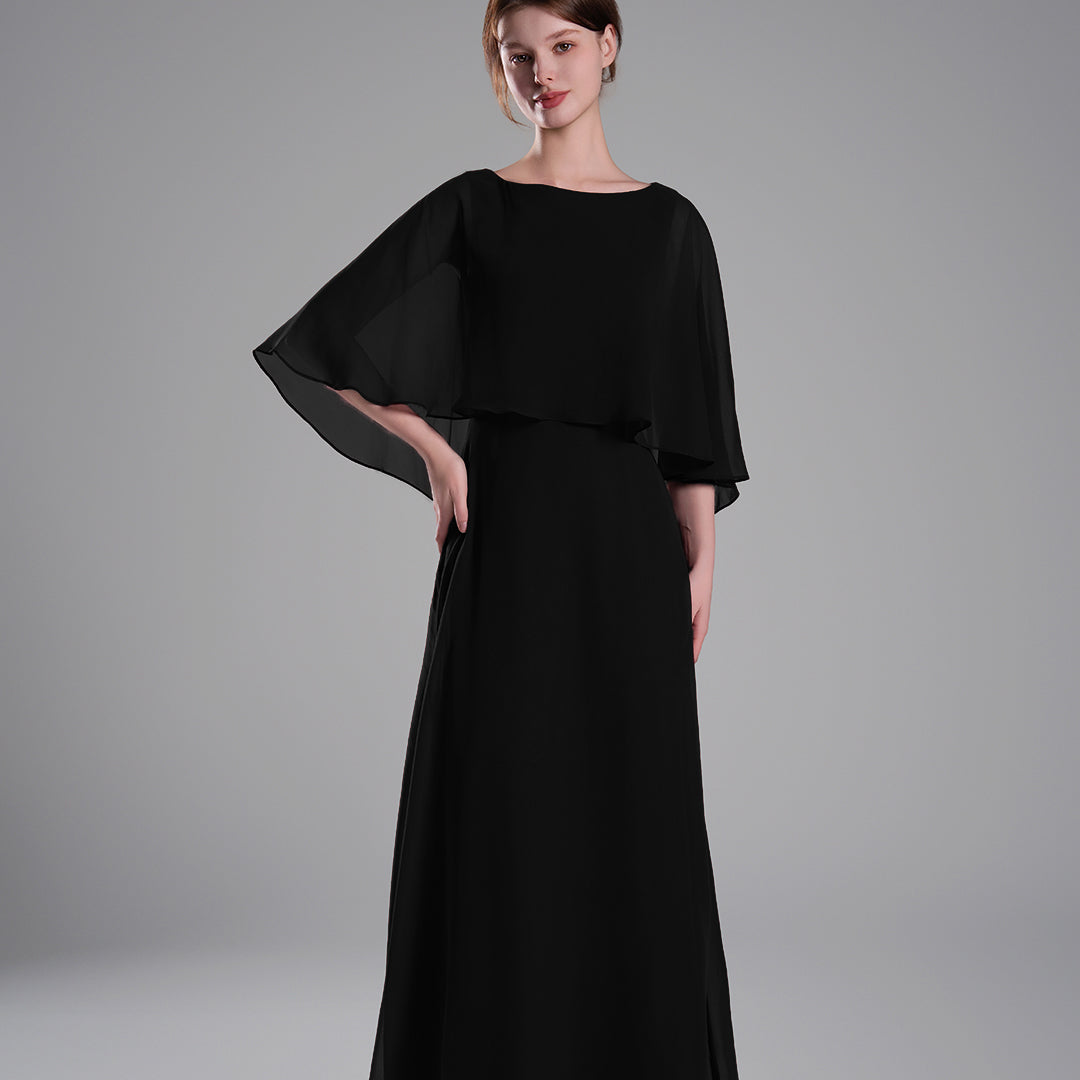 Draped Flutter Sleeves A Line Graceful Dresses