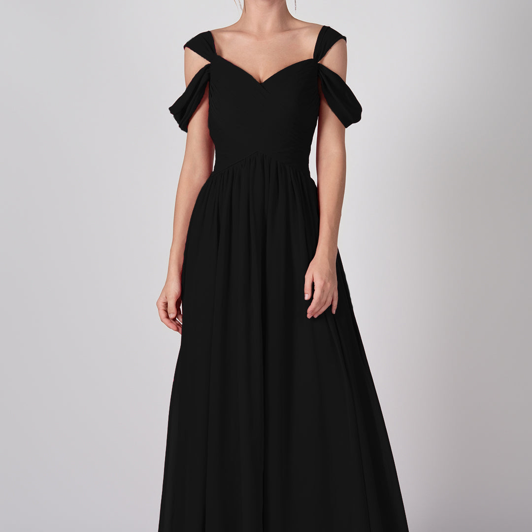 Drop Shoulder Pleated Chiffon Lace-up Dresses