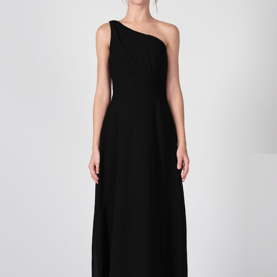 Kleider mit One-Shoulder-Träger, Plissee und geteilter Taille