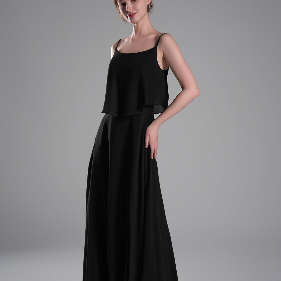 Spaghetti Straps FlowIing Hem Side Slits Dresses