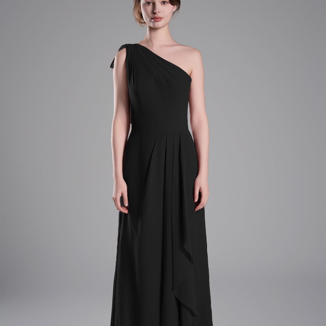 One-Shoulder Layered Drapes Flowing Mini Dresses