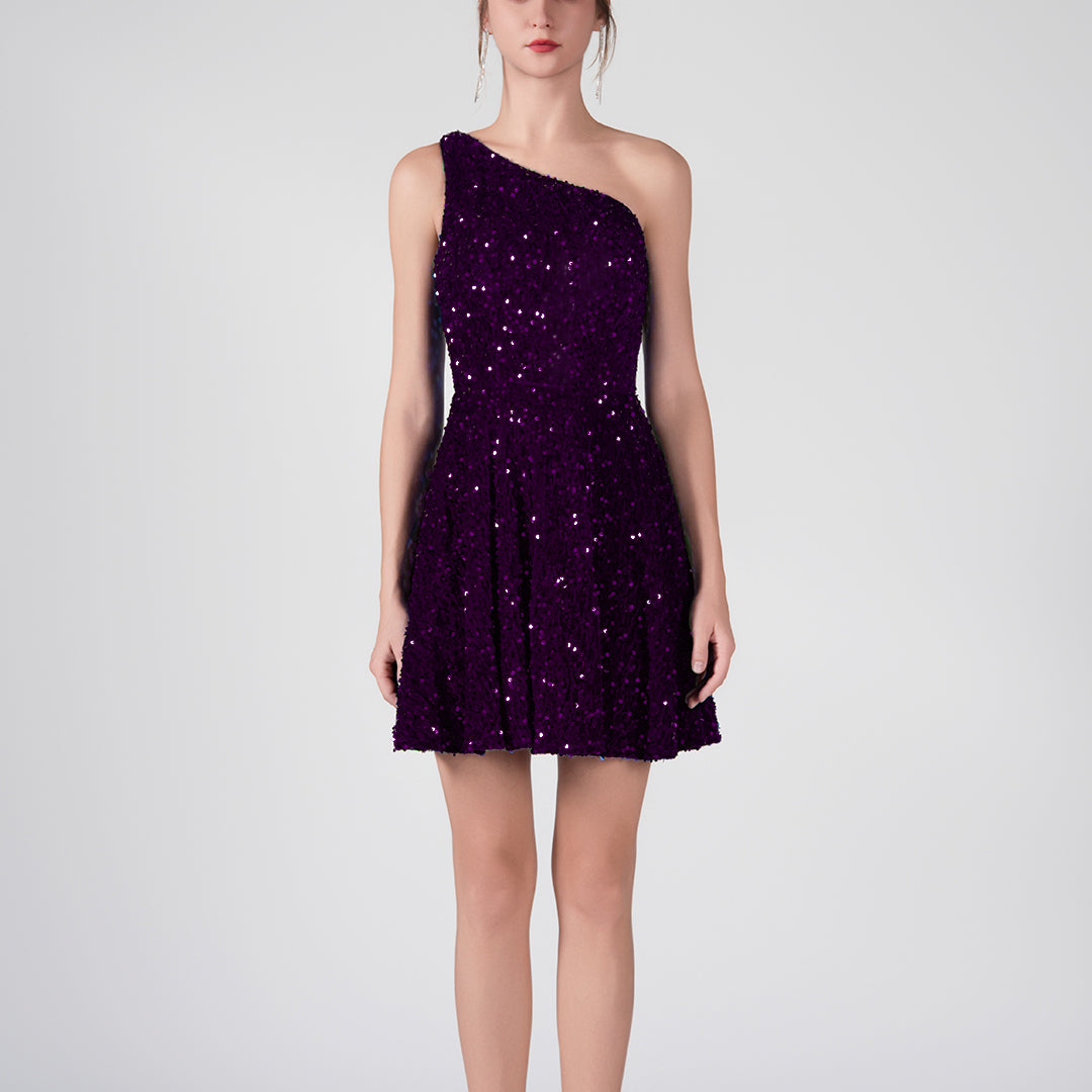 Robes à jupe évasée à sequins à une épaule