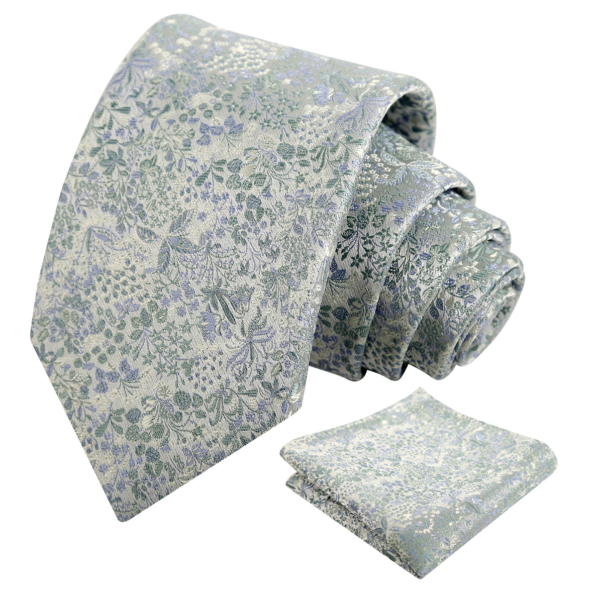 Mens Fresh Ditsy Floral Tie Set with Pocket Square for Spring Events-930