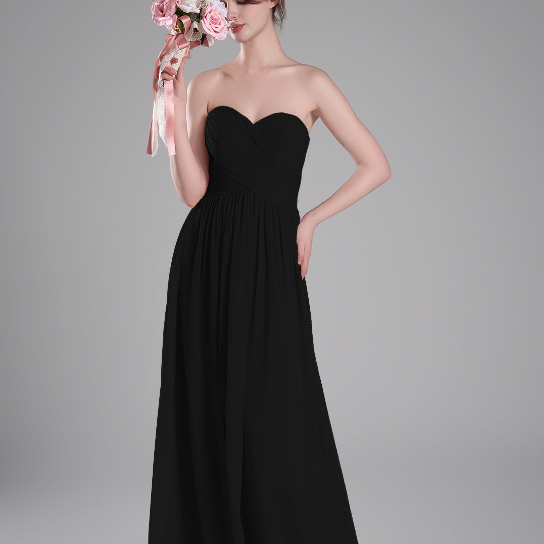 Sweetheart Neck Pleated Flowing A-Line Silhouette Dresses